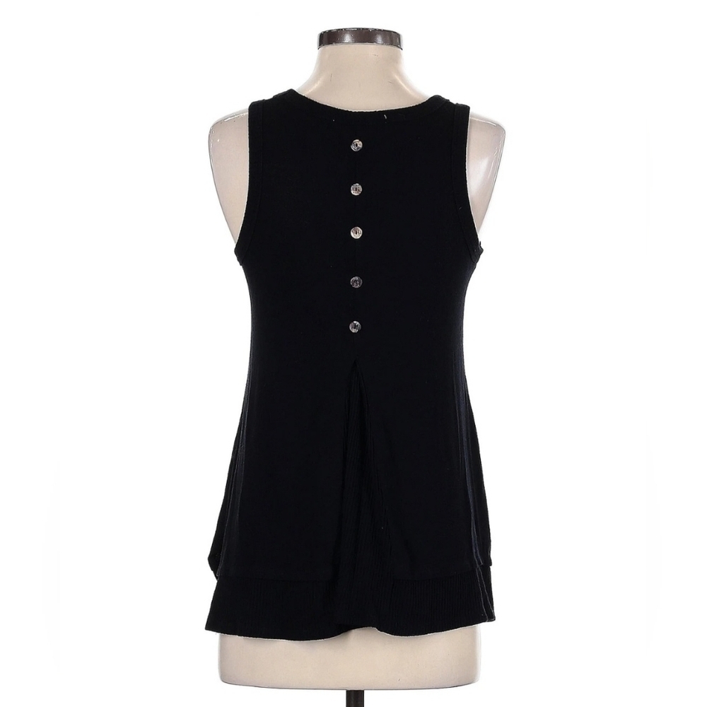 Coin 1804 | Women’s Sleeveless Button Back Knit Tank Top | Size: S | Black - Picture 2 of 12